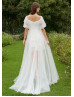 Off Shoulder Ivory Lace Tulle Garden Wedding Dress